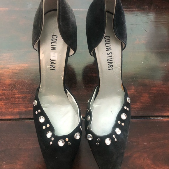 3/$25 COLIN STUART 9 velvety black heels w bling dets - Picture 4 of 9